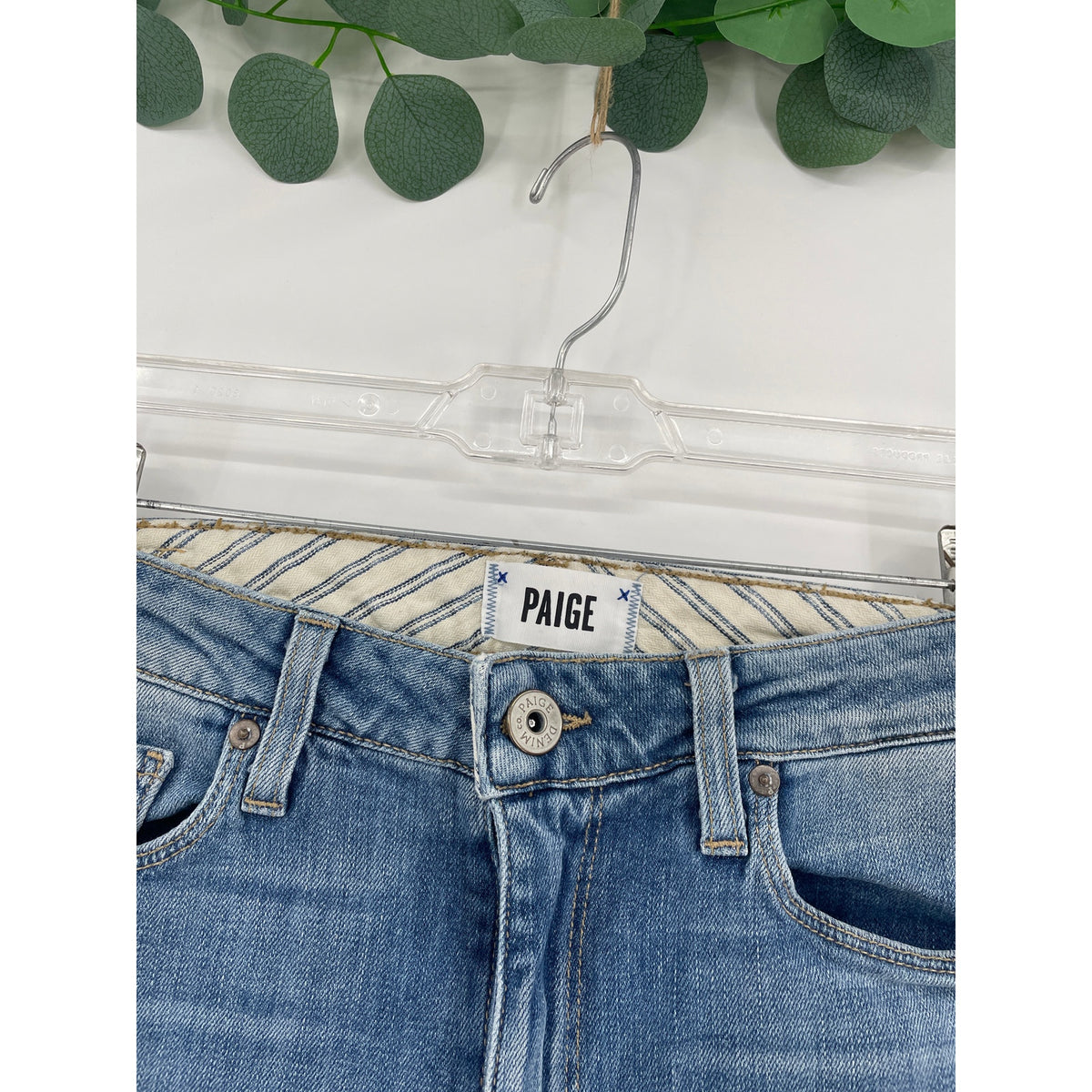 Paige Medium Wash Carter Slim Mid Rise Straight Leg Denim Jeans Size 28