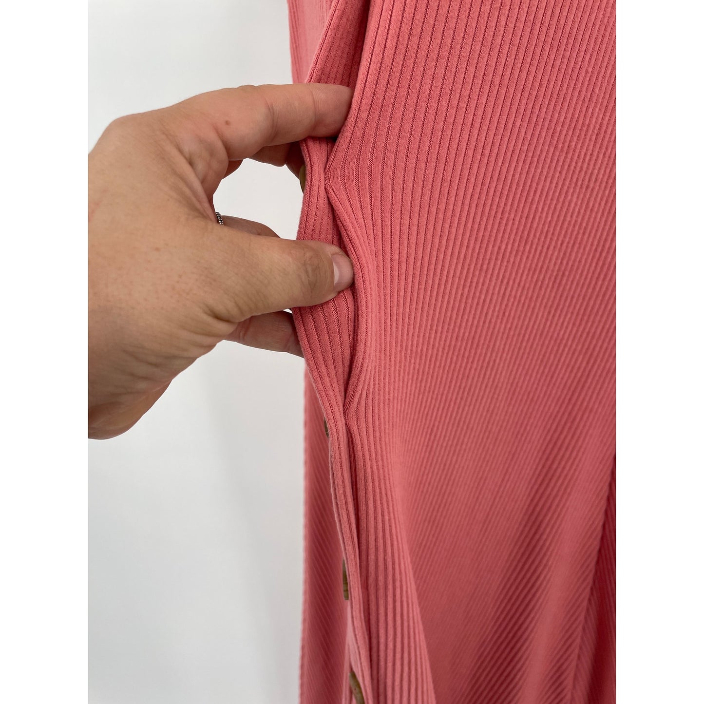 Old Navy Womans Coral Pink Ribbed Knit Sleeveless Button Front Mini Dress XS