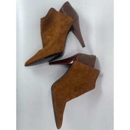 Pelle Moda Short Heeled Boots Tow Tone Chestnut Size 11 Med