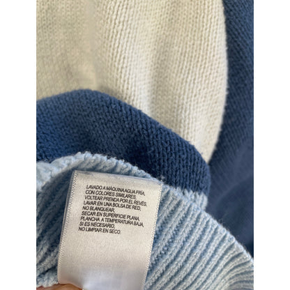 Lucky Brand Womans Light Blue Striped Knit Sweater M