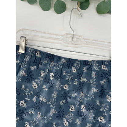 Barrie Pace LTD Vintage 100% Silk Blue Paisley Floral Cottage Wrap Midi Skirt 12