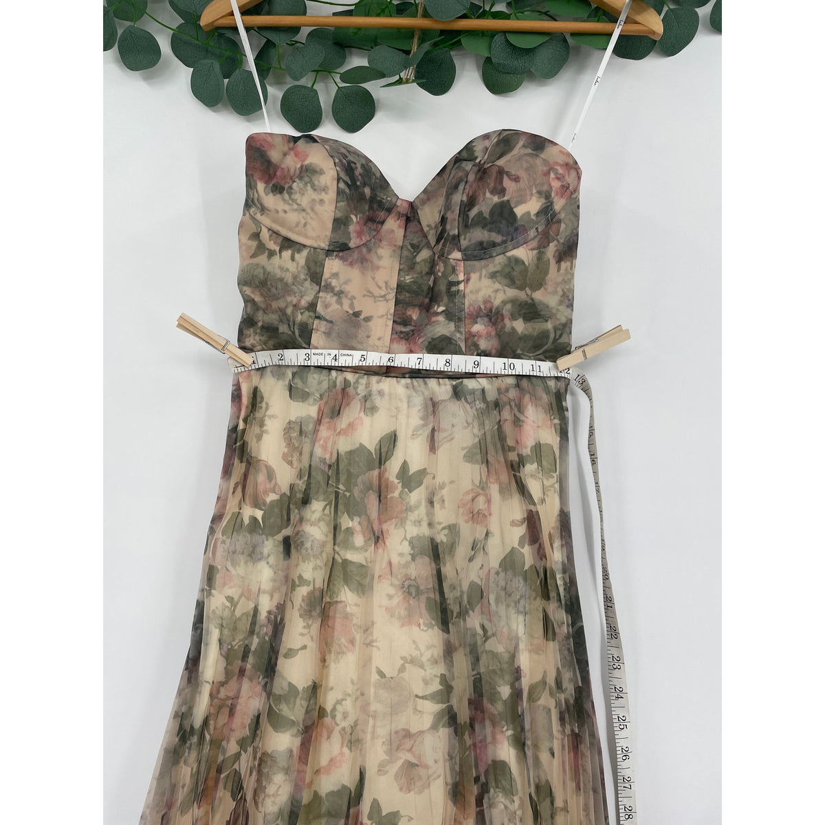 Lulus NWT Most Beautiful Day Multi Floral Print Organza Organza Maxi Gown Small