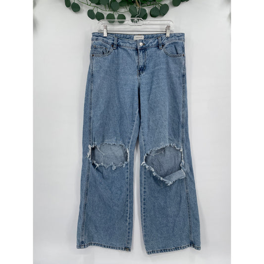 PacSun Low Rise Straight Baggy Distressed Ripped Light Wash Denim Jeans 29