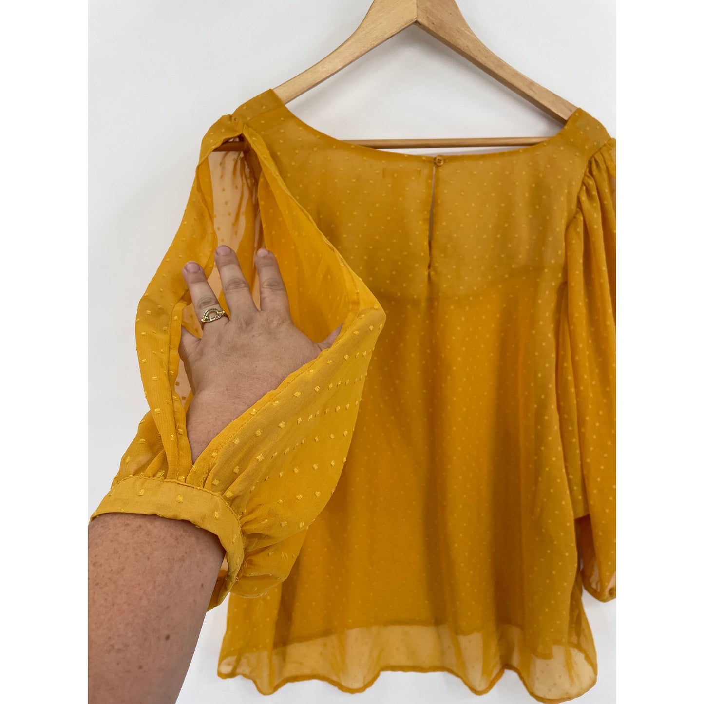Xhilaration Yellow Lined Blouse With Sheer Open Sleeves XXL