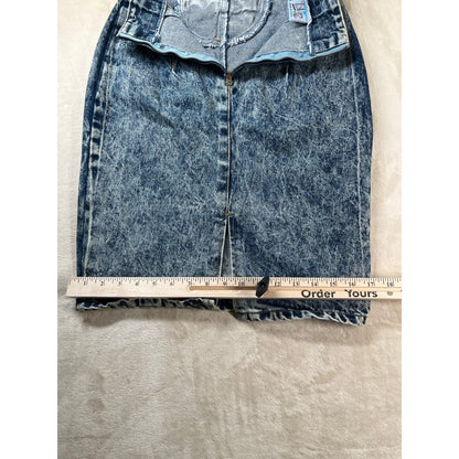 80's Preppy Glam Acid Wash Style Vintage Denim Skirt Size 7