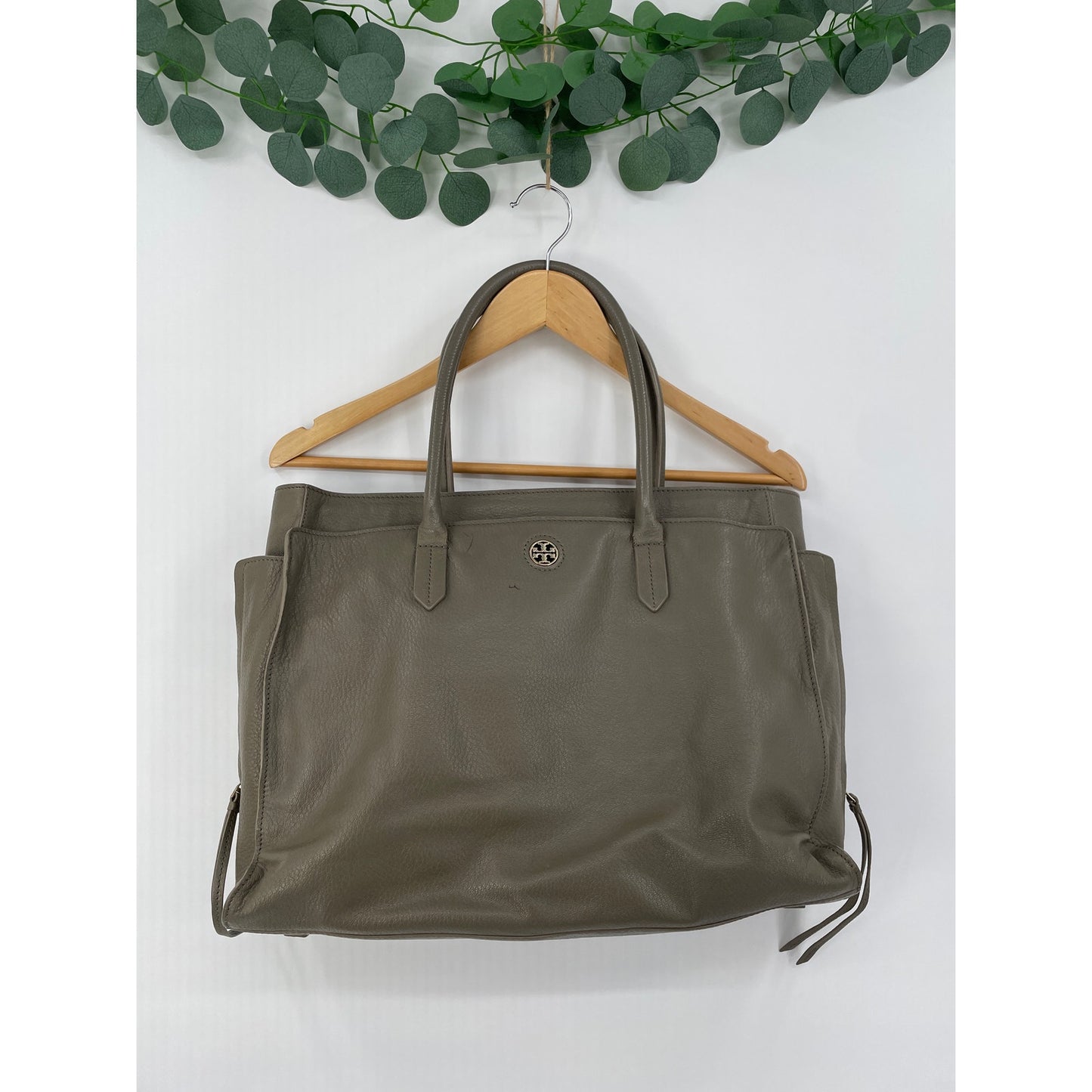 Tory Burch Taupe Tote Bag Side Zipper Pockets & Original Duster Bag *disclaimer
