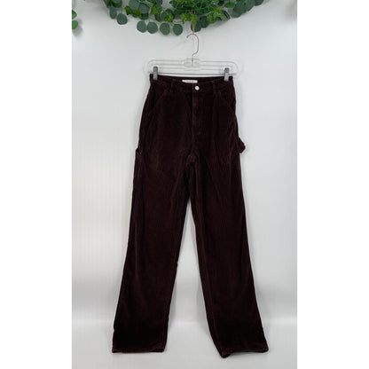 Pacsun Brown Corduroy 90's Boyfriend Carpenter Straight Wide Pants Size 25