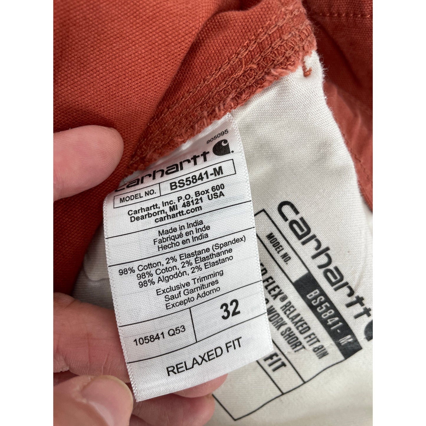 Carhartt Mens Terracotta Relaxed Fit Cargo Shorts Size 32