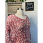 Free People Womans Stretchy Red & Cream V Neck Knit Sweater Top M