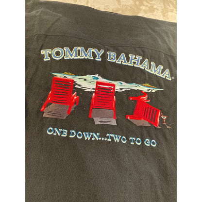 Tommy Bahama 100%Silk Embroidered Back Mens Short Sleeve Button Up XXL/Tall