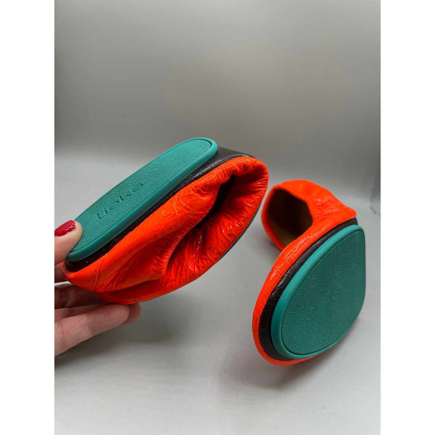 Tieks by Gavrieli Neon Orange Leather Folding Ballet Womans Flats 10