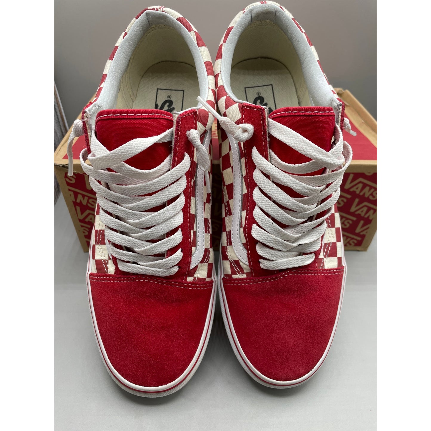 Vans Men’s Old  Skool OTW Suede Red & White Checkered Skater Sneakers  10