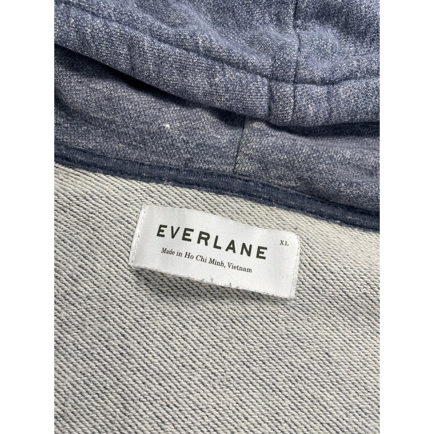Everlane Mens Hooded Zip Up Heather Blue Sweater XL