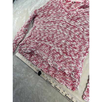 Free People Womans Stretchy Red & Cream V Neck Knit Sweater Top M