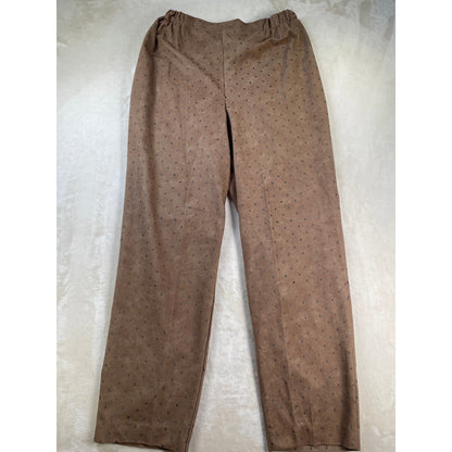 Vintage Caramel Studded Set Satin Lined Bomber Jacket Stretch Pant Suit M