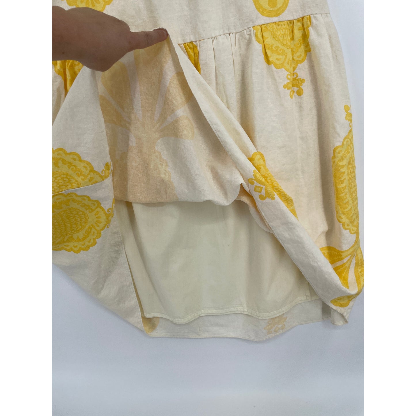 Cupcakes and Cashmere Yellow  Pineapple Linen Blend Top & Skirt Set Small