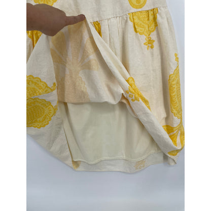 Cupcakes and Cashmere Yellow  Pineapple Linen Blend Top & Skirt Set Small