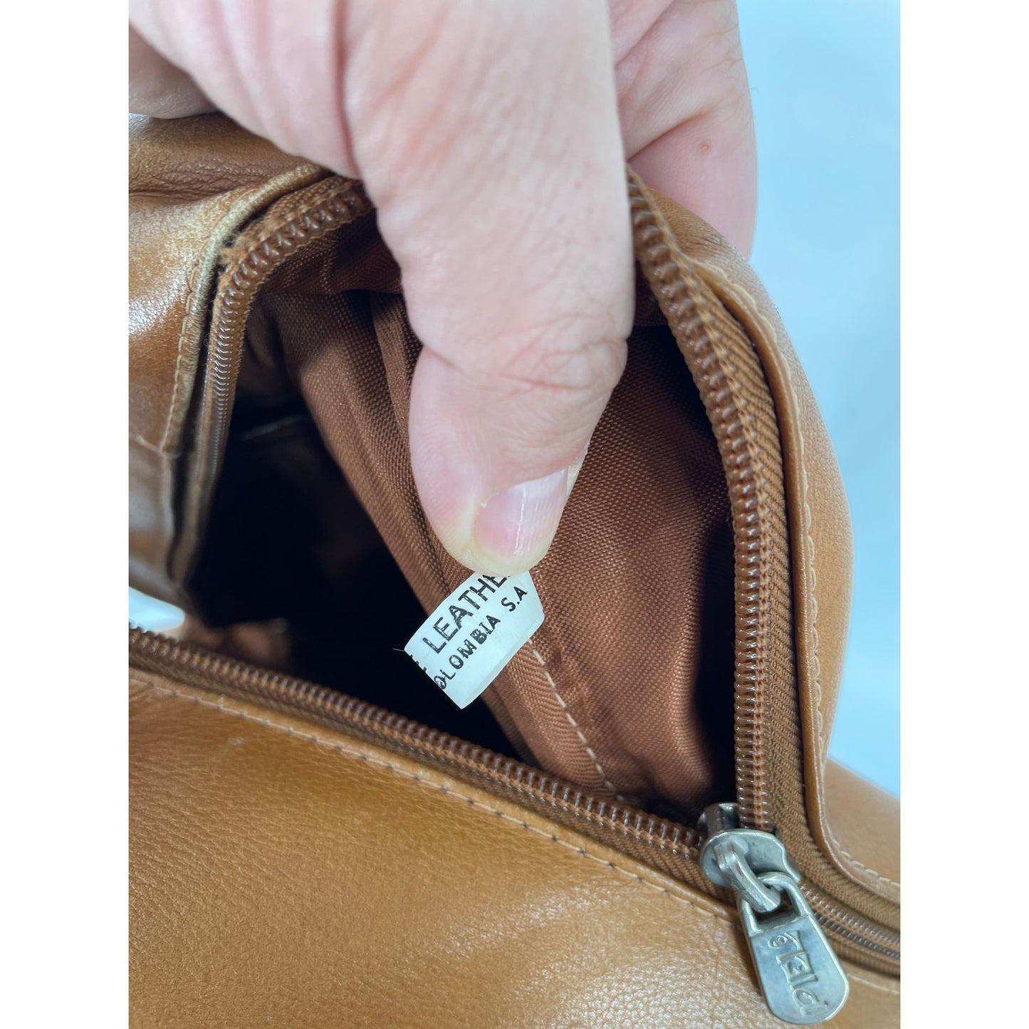 Piel Genuine Leather 2 Pocket Sling Back Pack Honey Color