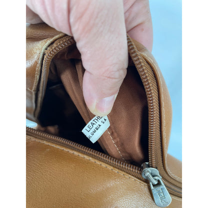 Piel Genuine Leather 2 Pocket Sling Back Pack Honey Color