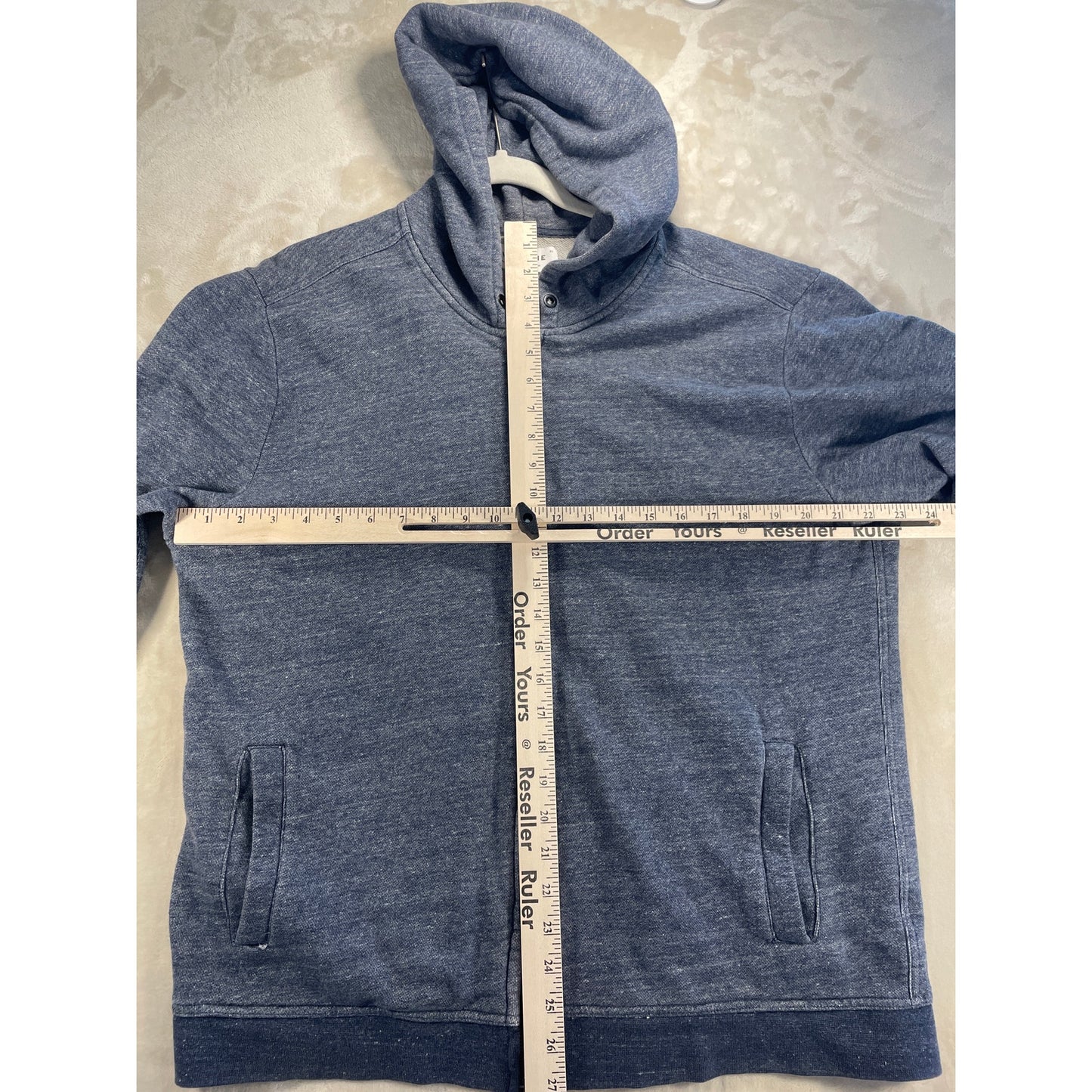 Everlane Mens Hooded Zip Up Heather Blue Sweater XL
