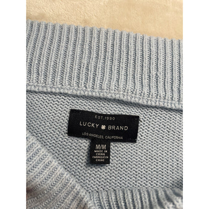 Lucky Brand Womans Light Blue Striped Knit Sweater M