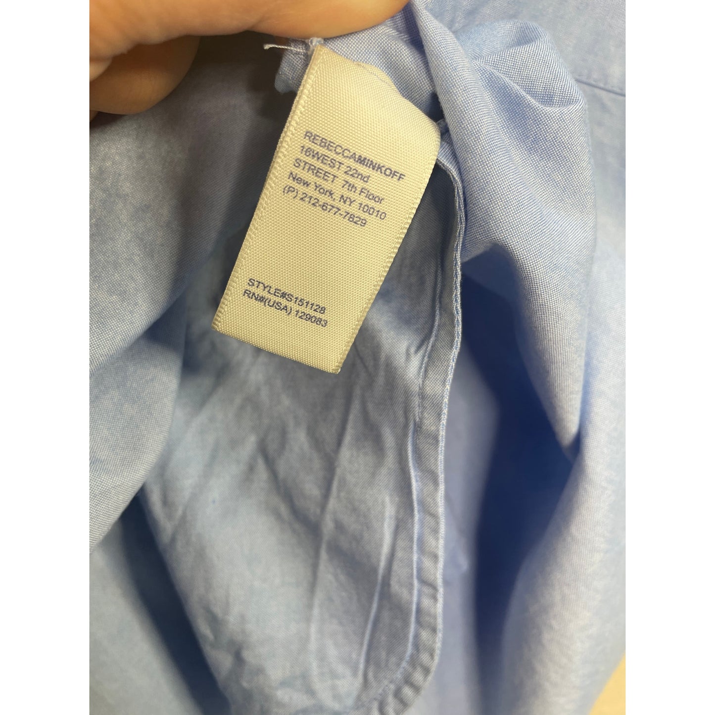 Rebecca Mincoff Cotton Sky Blue Button Up Shirt Dress XS
