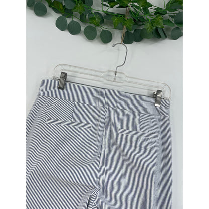 Hilary Radley Womans White Blue Stripe Ankle Pull On Pants Med