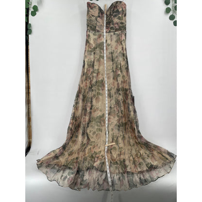 Lulus NWT Most Beautiful Day Multi Floral Print Organza Organza Maxi Gown Small