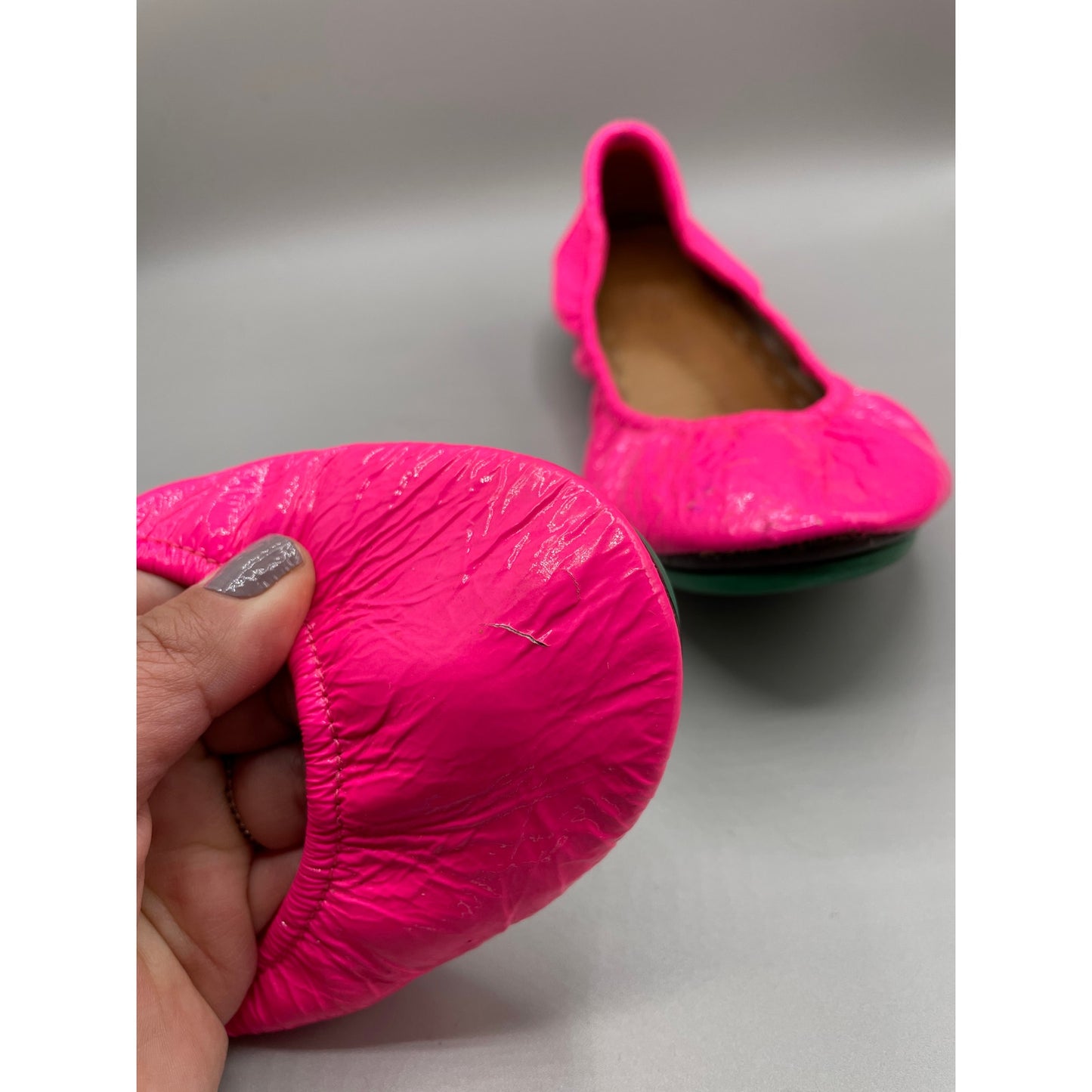 Tieks Neon Pink Ballet Foldable Woman’s Leather Flats 9