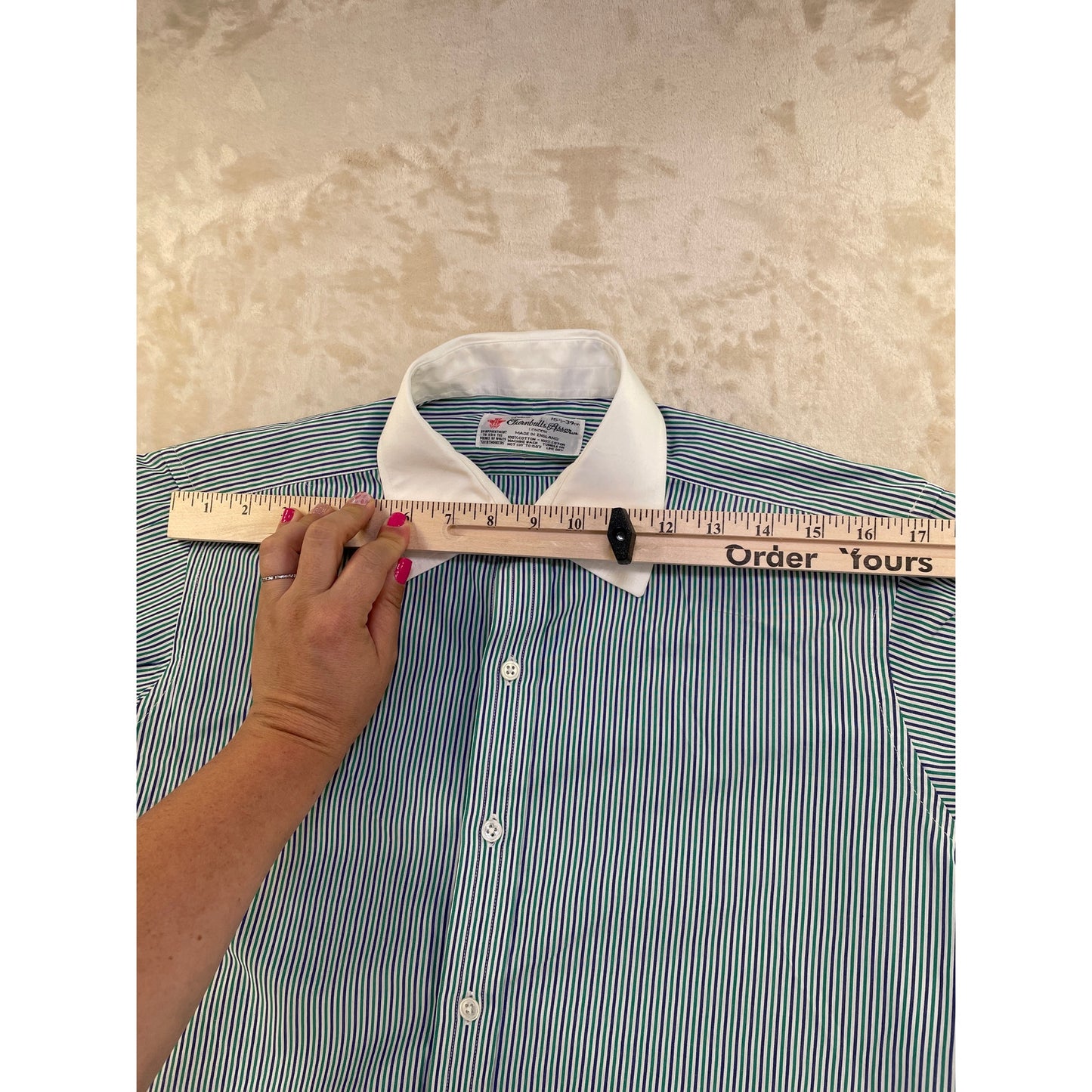 Vintage Turnbull & Asser Men’s Blue Striped %100 Cotton Dress Neiman Marcus Shirt 15.5/39