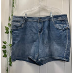 Lane Bryant Denim Shorts Embroidered Sequence Pockets SZ 22