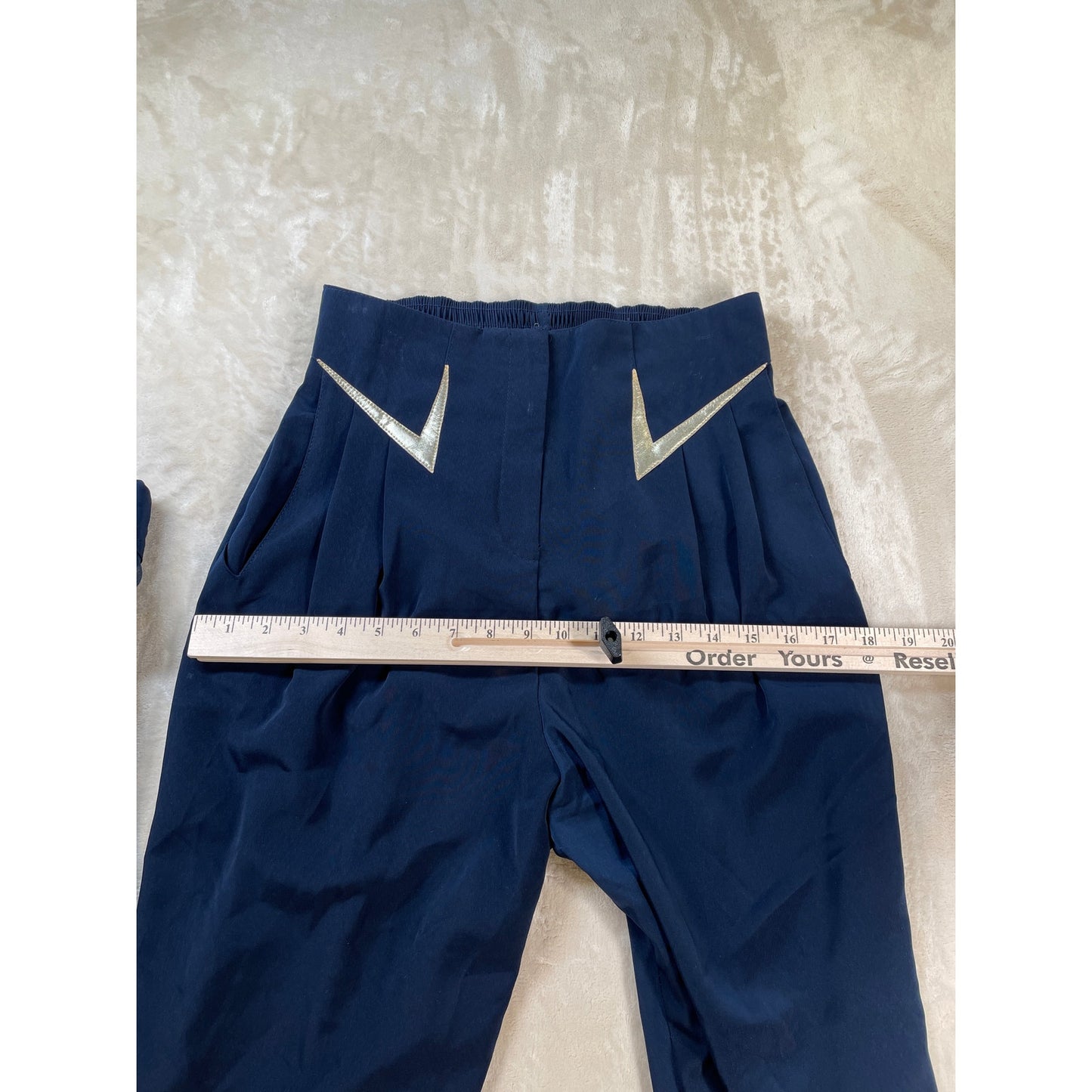 Vintage 80's Rio Woman’s Navy Captains Blouse Pant Suit Sailor Set Small