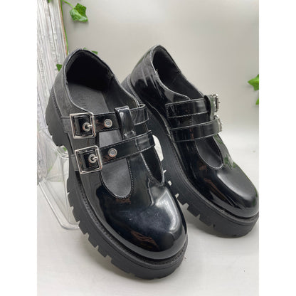 NEW Forever 21 Y2K Black Patton Leather MaryJane Babydoll Loafer 7