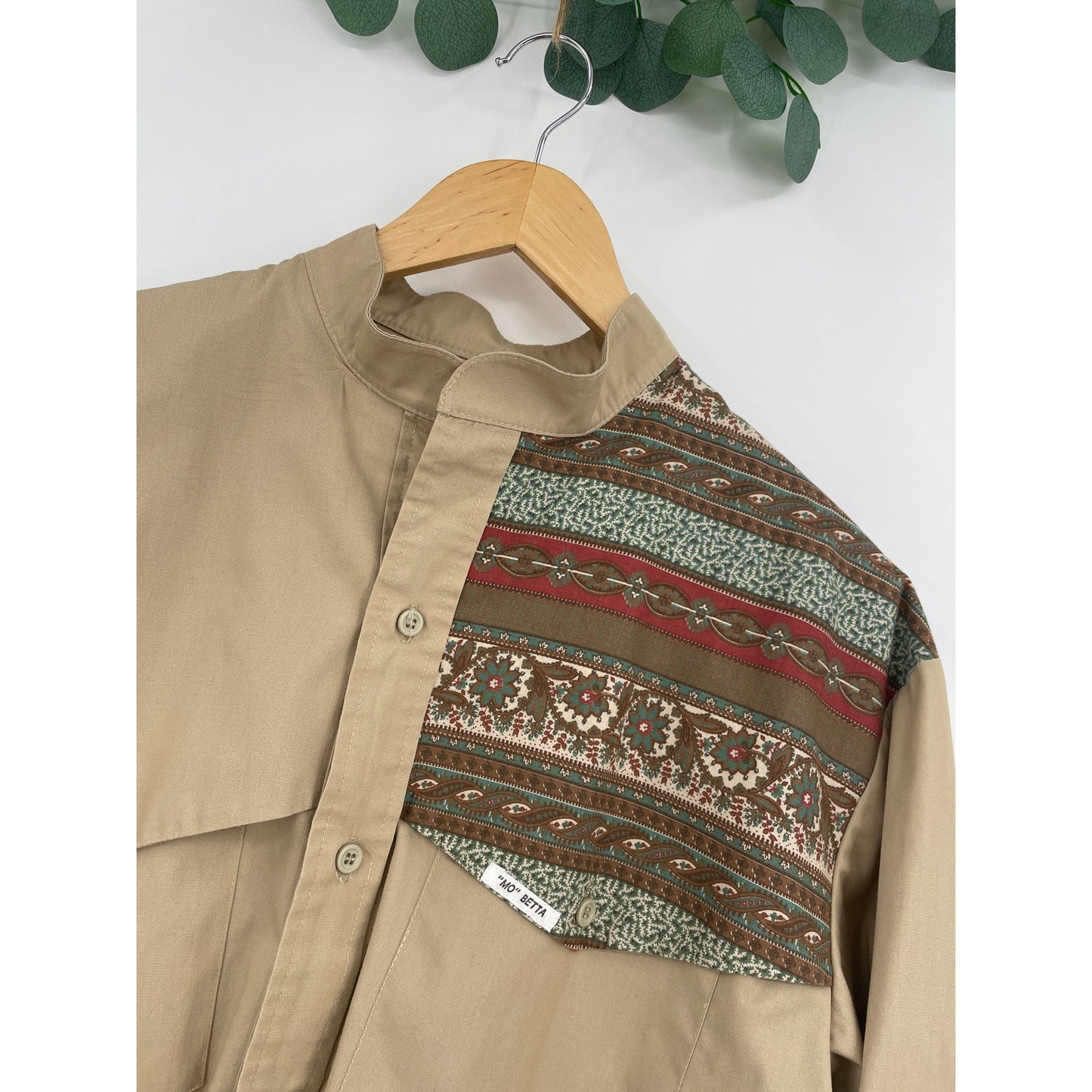 VTG Maury Tates Mo Betta Western Mens Brown and Tan Button Down Shirt Size 17/36