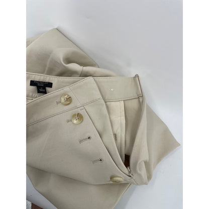 NWT Ann Taylor Cream High Rise Wide Leg Petite Trousers Gold Pocket Buttons 2P