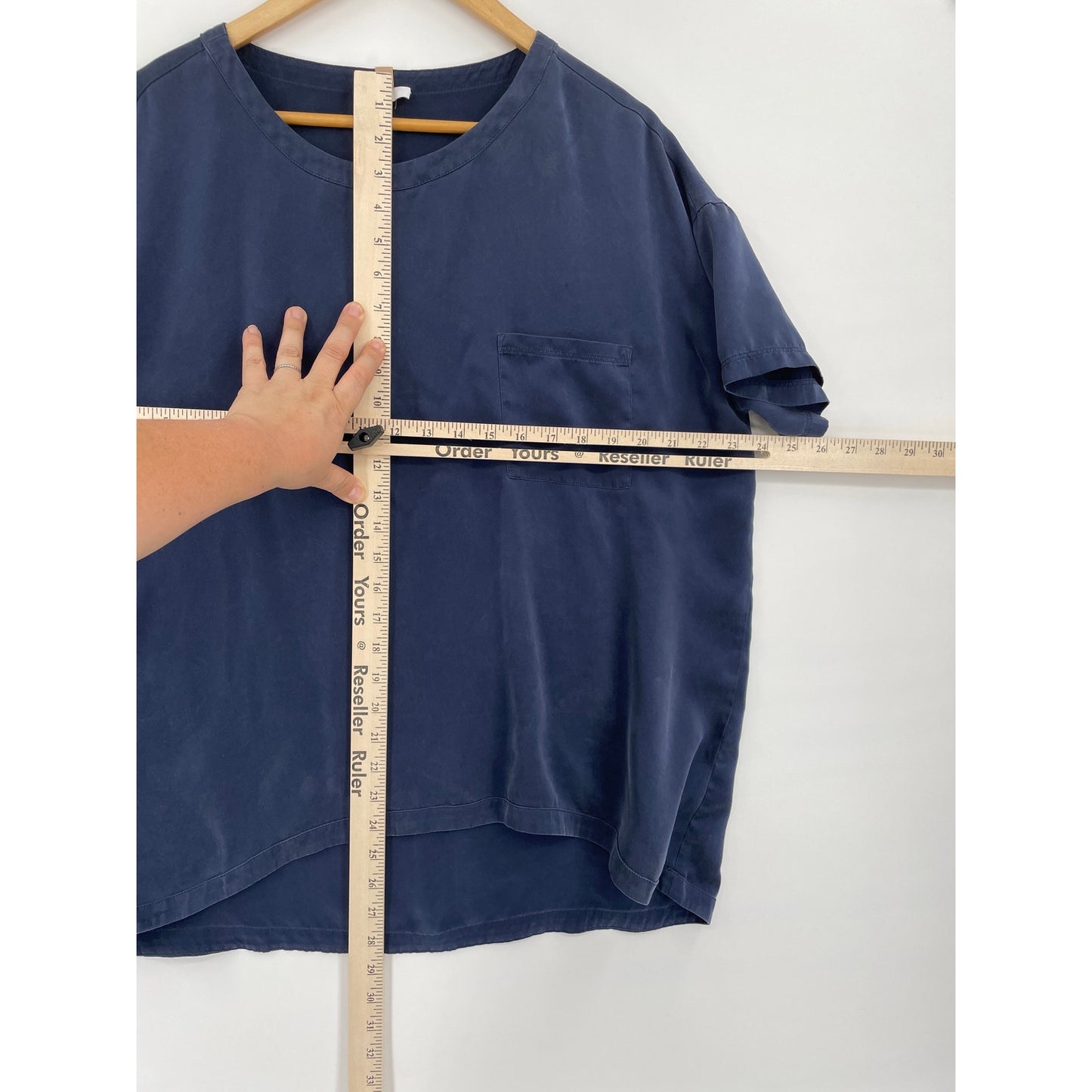 Lunya %100 Silk Pajama Navy Blue 2 Piece Set Top and Bottom XS