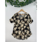 Lularoe Black Floral Morgan Flare Medium Short Sleeve Tee