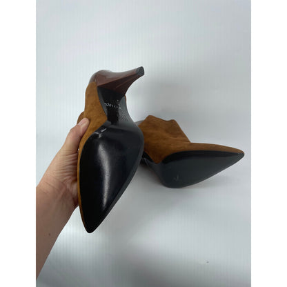 Pelle Moda Short Heeled Boots Tow Tone Chestnut Size 11 Med