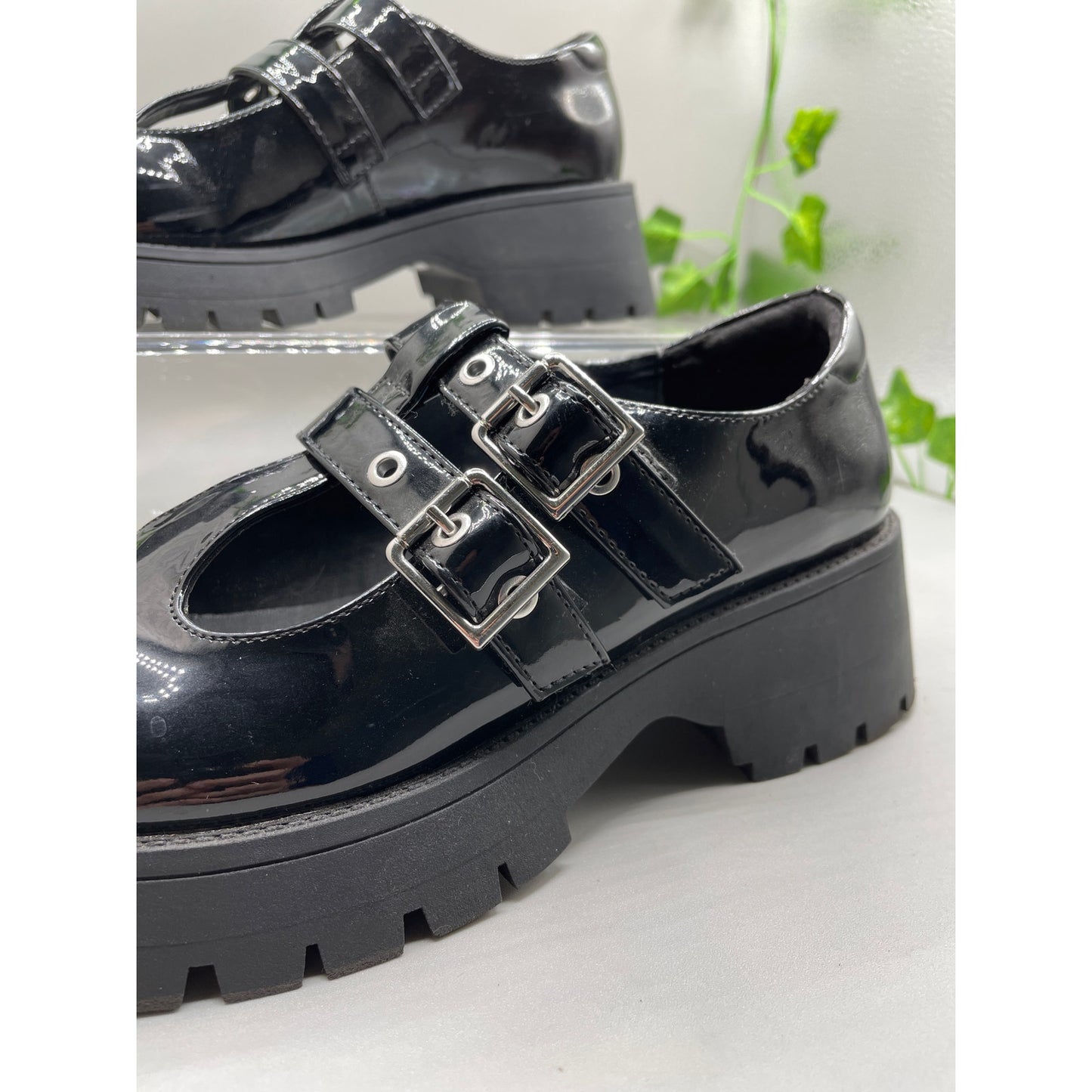 NEW Forever 21 Y2K Black Patton Leather MaryJane Babydoll Loafer 7