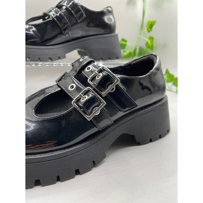 NEW Forever 21 Y2K Black Patton Leather MaryJane Babydoll Loafer 7