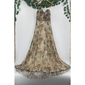 Lulus NWT Most Beautiful Day Multi Floral Print Organza Organza Maxi Gown Small