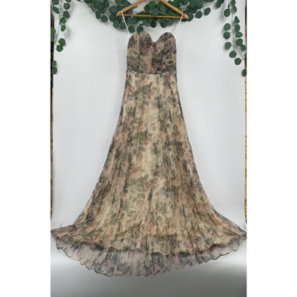 Lulus NWT Most Beautiful Day Multi Floral Print Organza Organza Maxi Gown Small