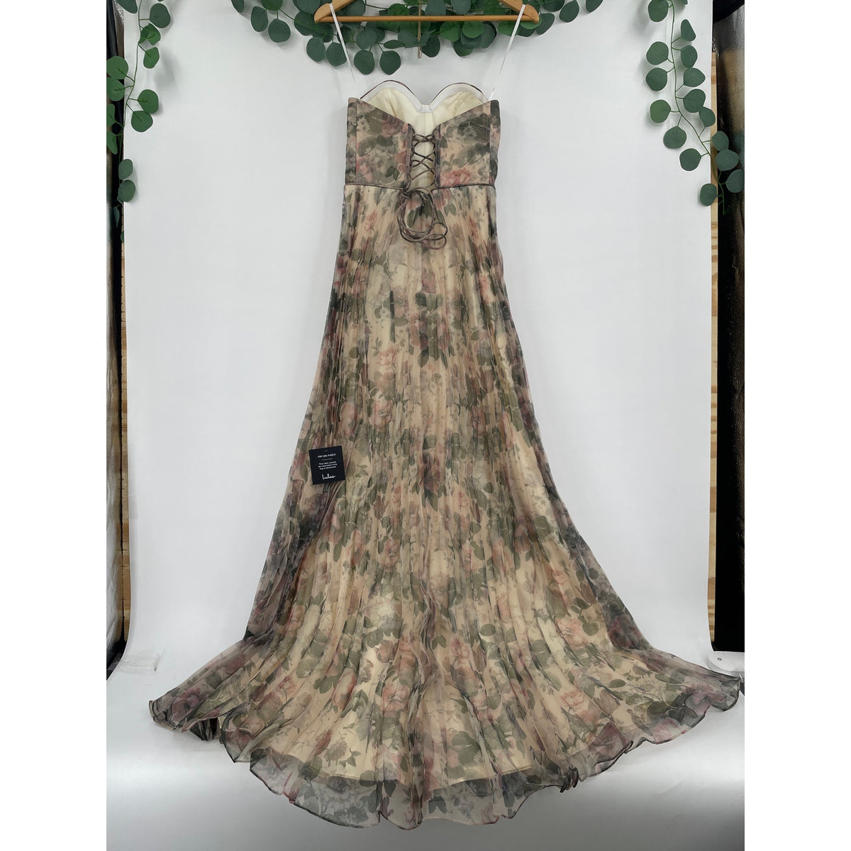 Lulus NWT Most Beautiful Day Multi Floral Print Organza Organza Maxi Gown Small