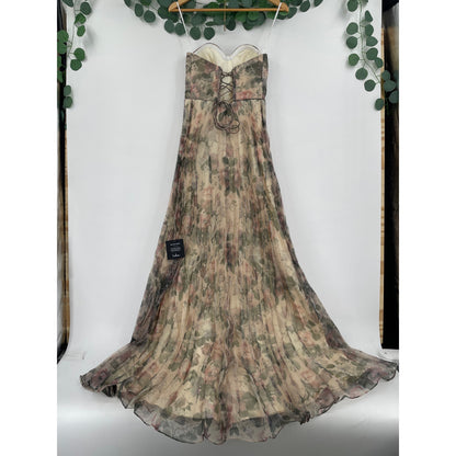 Lulus NWT Most Beautiful Day Multi Floral Print Organza Organza Maxi Gown Small