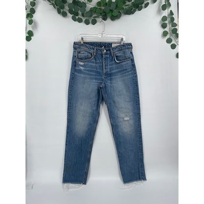 Rag and Bone Rosa Mid Rise Boyfriend Medium Wash Ankle Chic Button Fly Denim Jeans 30