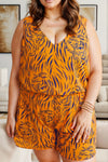 Woman's Style Collection Plus Size Tiger Printed V-Neck Sleeveless Romper