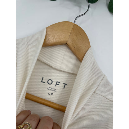 LOFT Off White Ribbed Sleeveless Mock Neck Tank Large