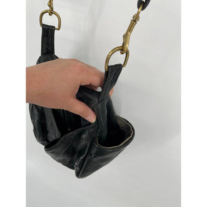 Victoria Leather Co "The Original" Made in the USA Black Genuine Leather Bucket Bag Purse