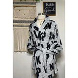 Victoria Secret PINK Black & Grey Intimates Sleepwear Soft Robe Size S/M