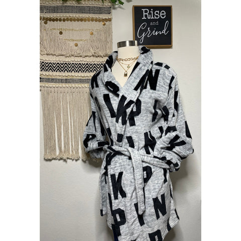 Victoria Secret PINK Black & Grey Intimates Sleepwear Soft Robe Size S/M